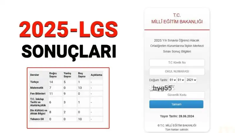 2025 LGS Sınav Sonuçları Açıklanma Tarihi ve Sonuç Sorgulama İşlemleri